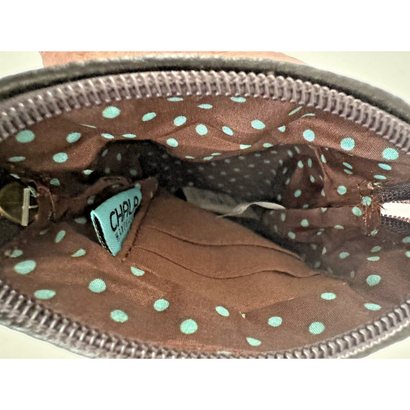 Chala Cell Phone Crossbody Bag Vegan-Leather Brown Gray Stripe Yorkshire Dog - Picture 8 of 13